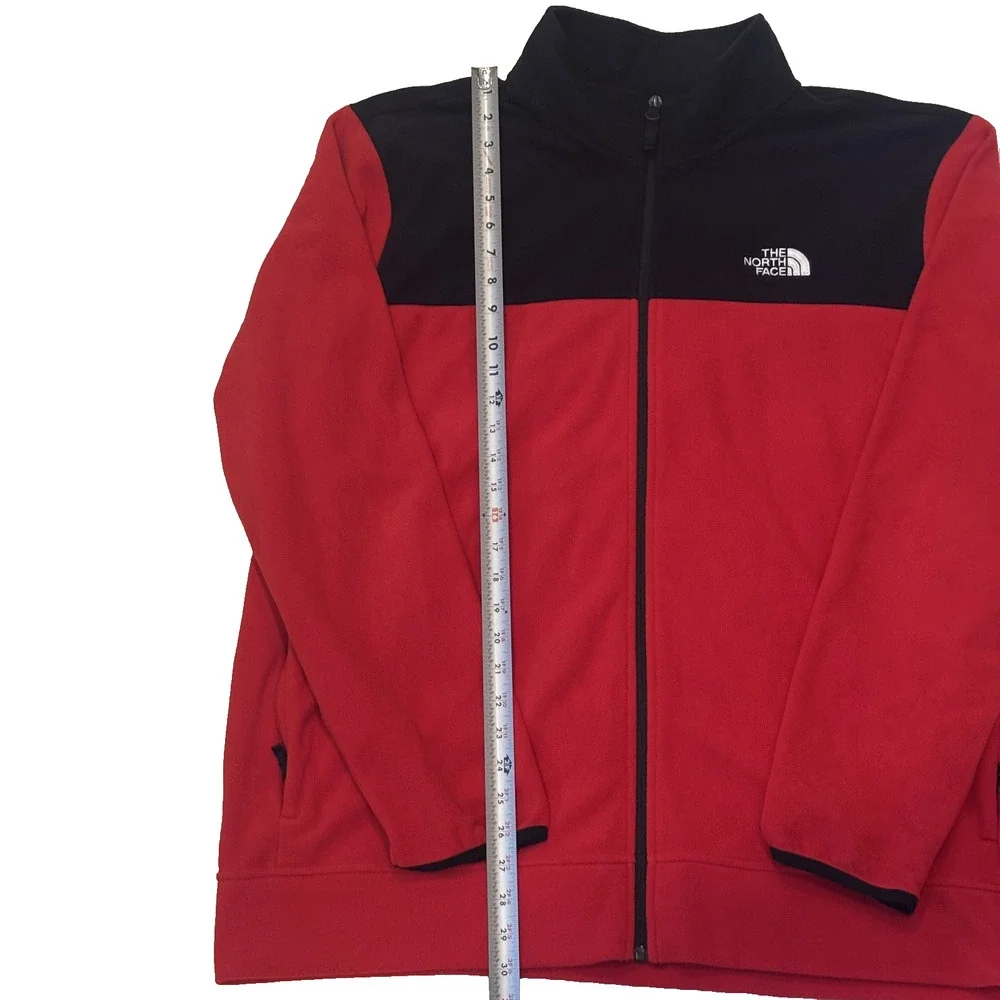 THE NORTH FACE MENS RED AND BLACK FLEECE FULL ZIP JACKET XXL HIKING OUTDOORS